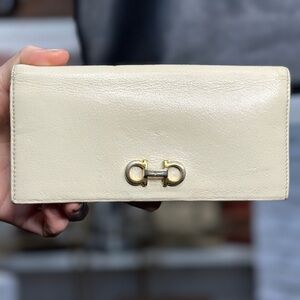 Ferragamo Cream Horsebit Long Wallet